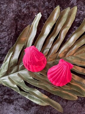 Bright Pink Seashell Statement Earrings